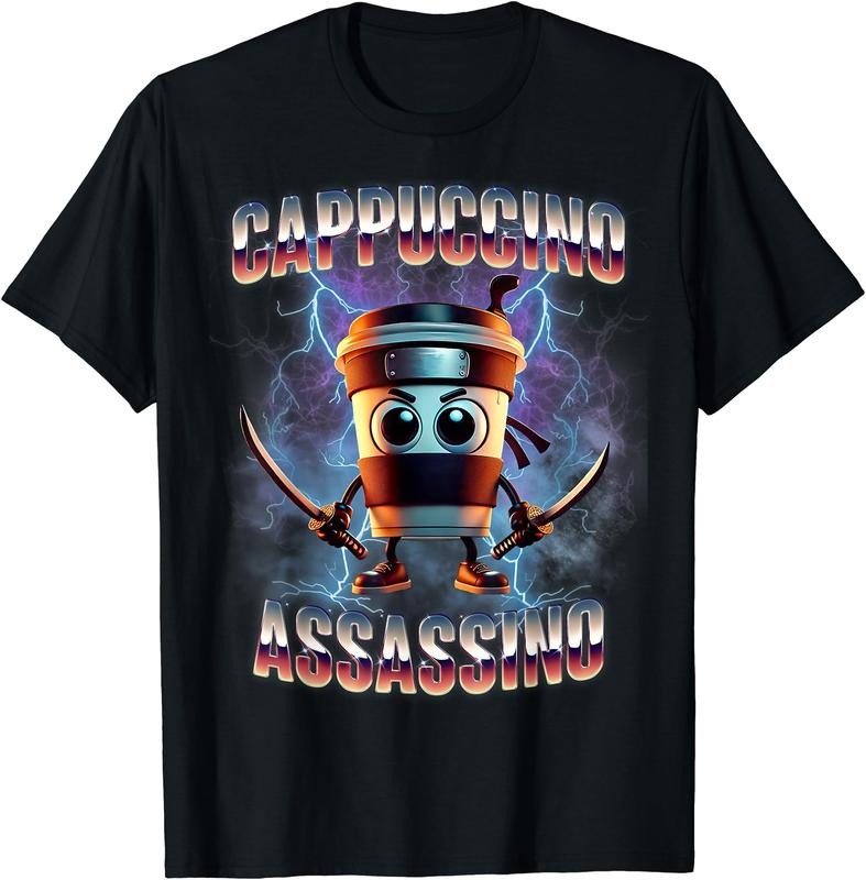 Cappuccino Assassino Brainrot Italian Meme T-Shirt | Unisex Cotton Tee Gift, Crewneck, Short Sleeve Hoodie, Sweatshirt