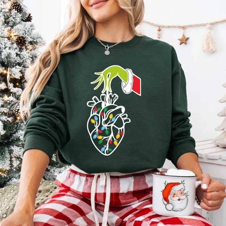 Cardiac Nurse Christmas Sweatshirt and T-Shirt, Funny Cardiologist Holiday Shirt, Heart Nurse Xmas Gift Apparel,...