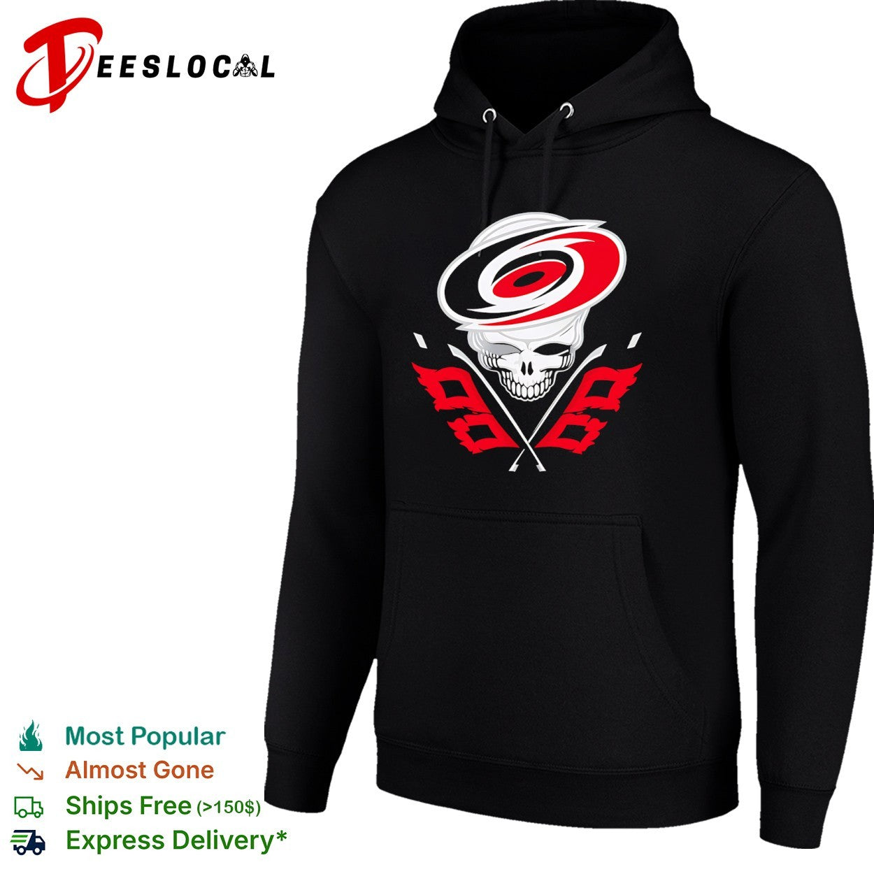 Carolina Hurricanes Grateful Dead Skull Ice Hockey Flag shirt