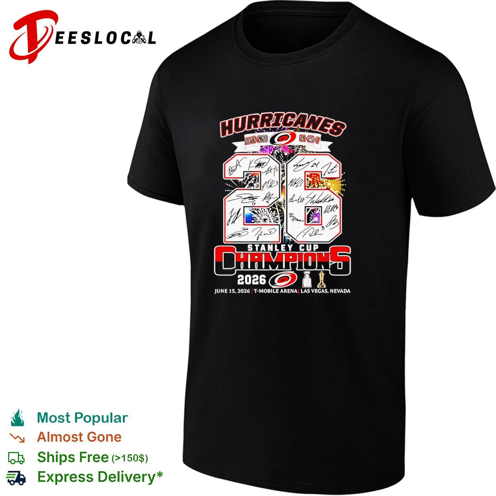 Carolina Hurricanes fireworks cup 26 Stanley Cup champions 2026 June 15 Las Vegas Nevada shirt