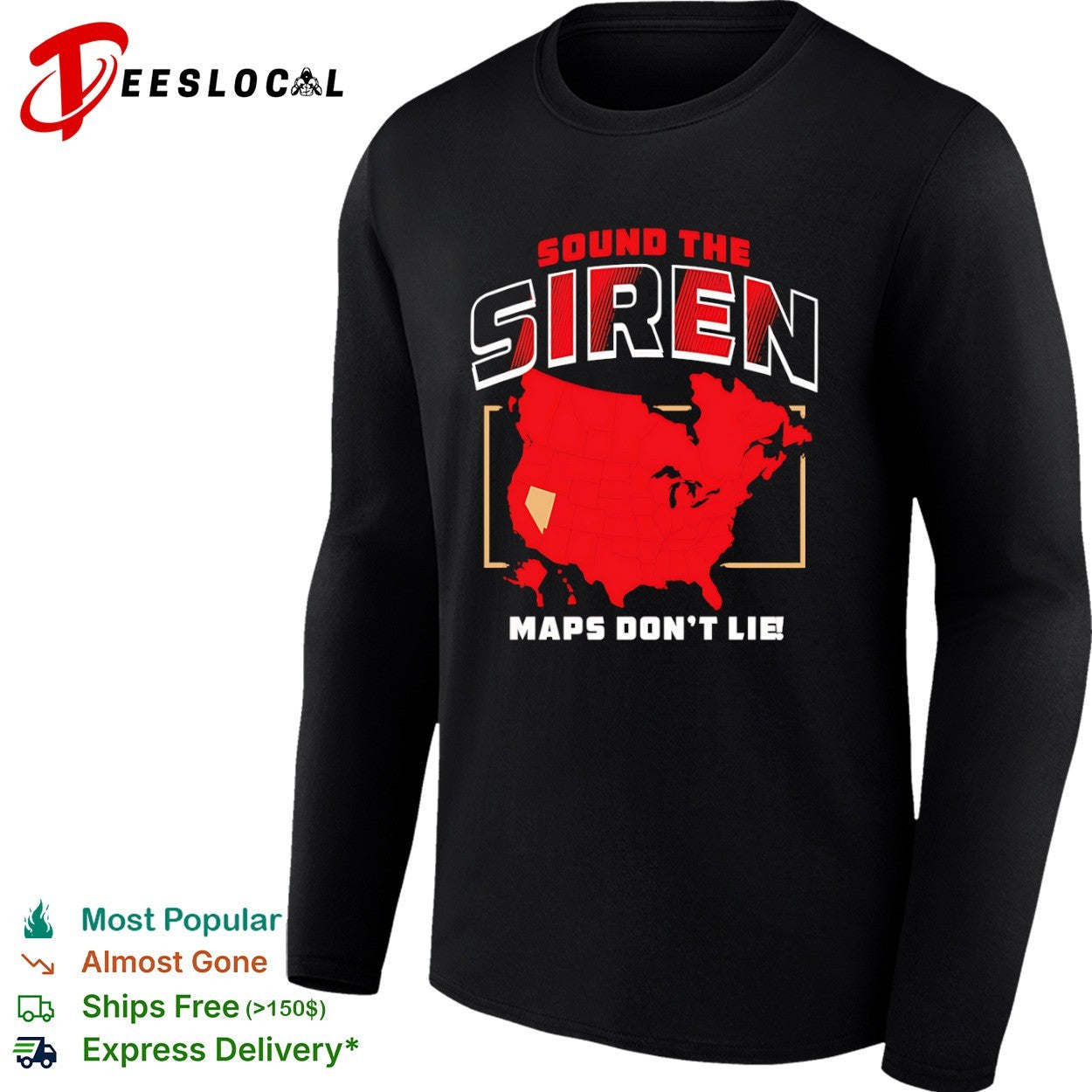 Carolina Hurricanes sound the siren maps dont lie red graphic shirt
