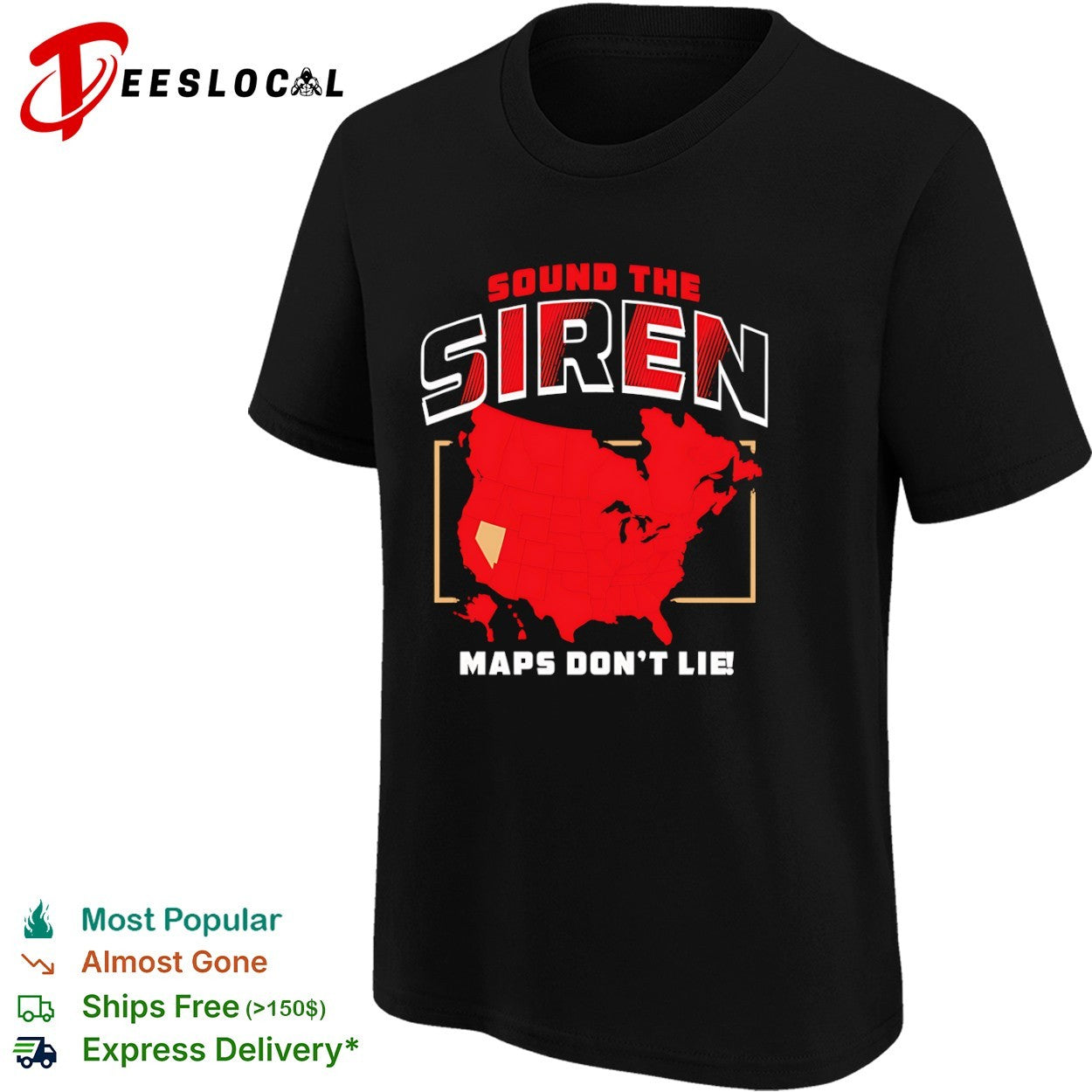 Carolina Hurricanes sound the siren maps dont lie red graphic shirt