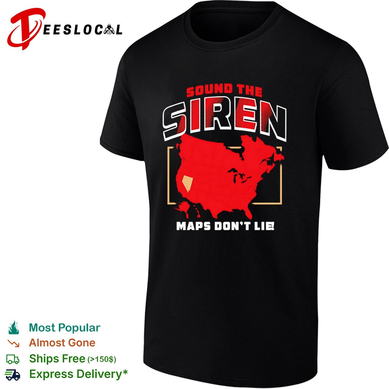 Carolina Hurricanes sound the siren maps dont lie red graphic shirt