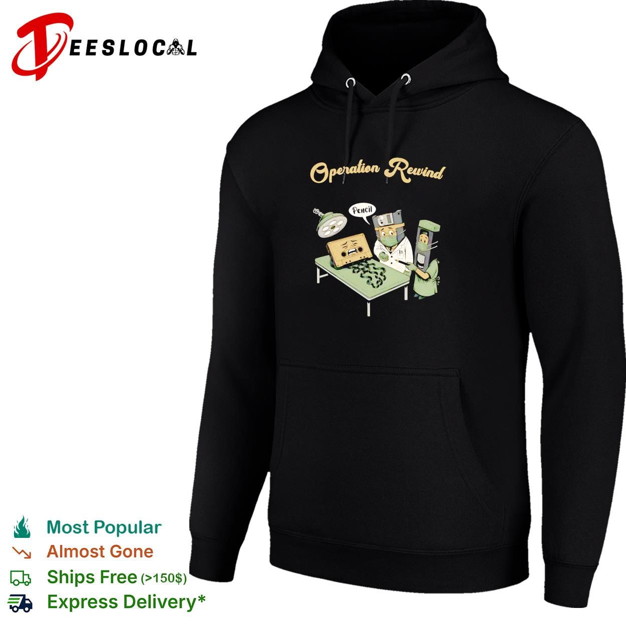 Cassette tape pencil surgeons operation rewind shirt
