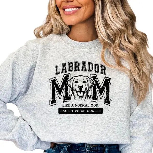 Casual Labrador Dog Mom Sweatshirt, Dog Lover Pullover Crewneck Sweatshirt, Comfortable Long Sleeve Lab Mom Sweatshirt,...