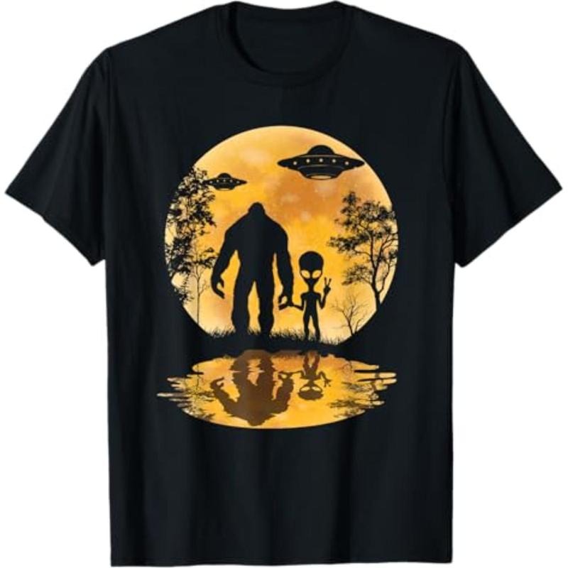 Casual T-shirt Alien Bigfoot Moon Sasquatch UFO Extraterrestrial Men women T-Shirt Graphic Graphic Tees