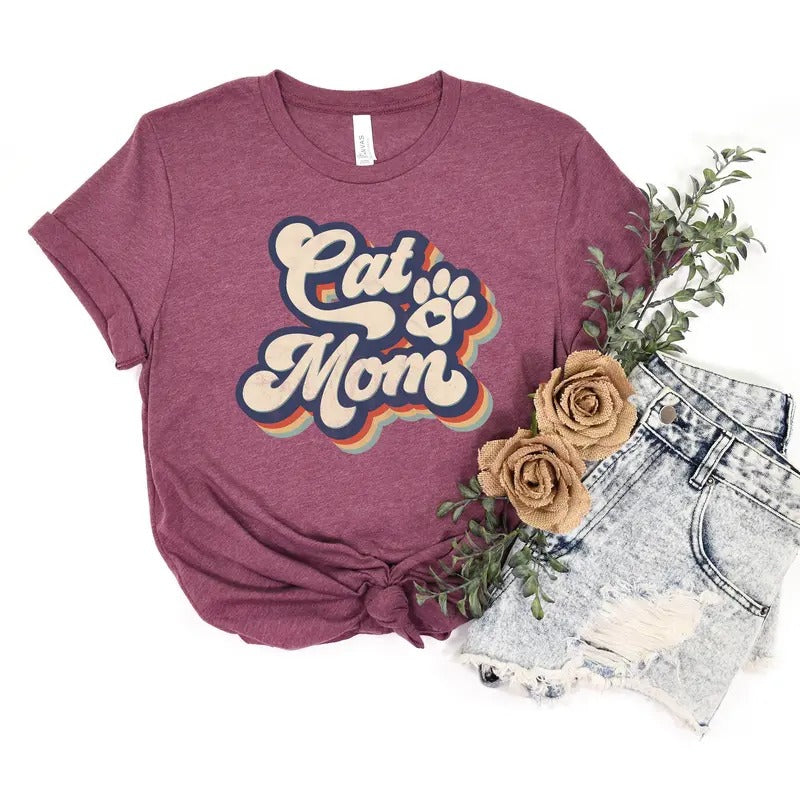 Cat And Mom Shirt Mom Shirt Cat Lover Shirt Cat Mom Shirt Cat Paws Shirt Mothers Day Shirt Retro Cat And Mom Shirt Gift...