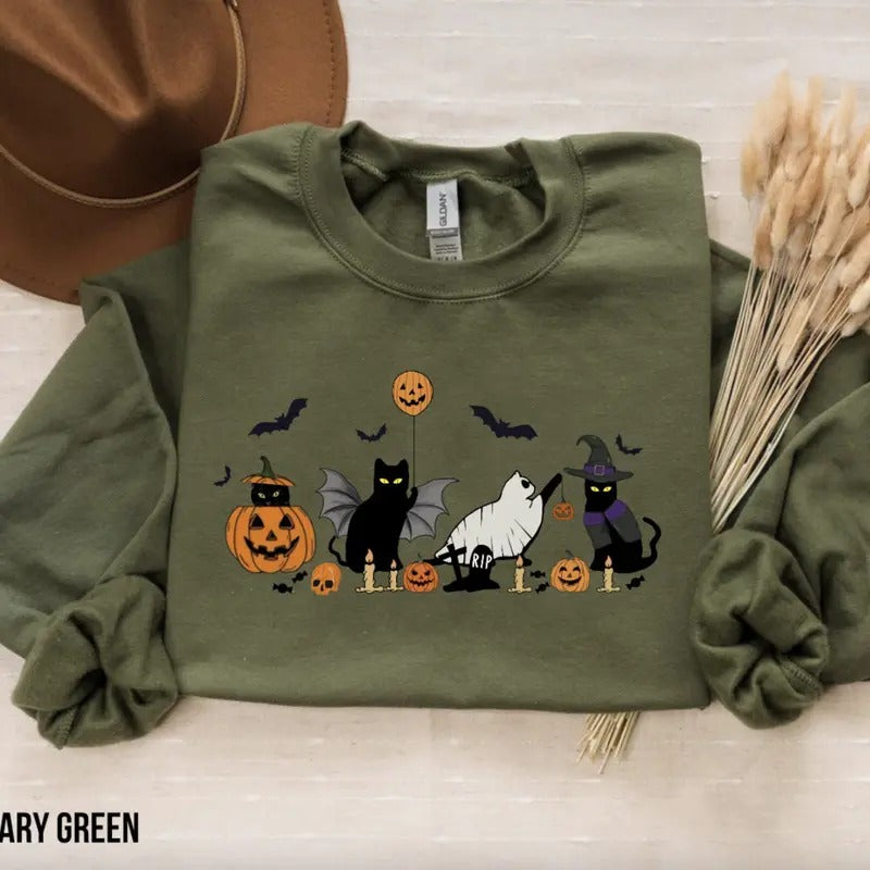 Cat Halloween Sweatshirt - Tshirt