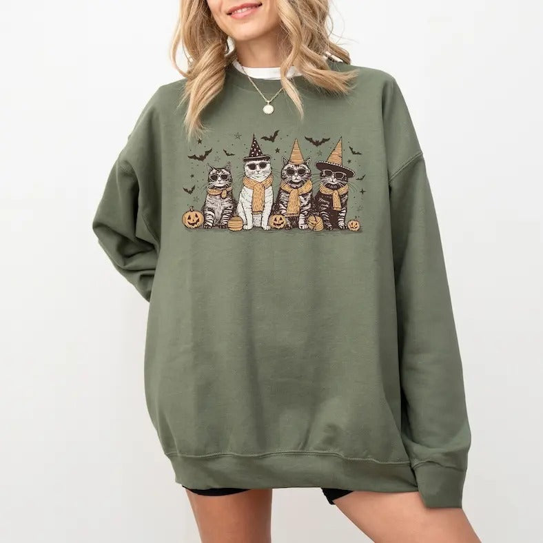 Cat Halloween Sweatshirt, Halloween Gifts, Gift for Her, Cat Mom Sweatshirt,Halloween Cute Gift, Gift for Daughter ...