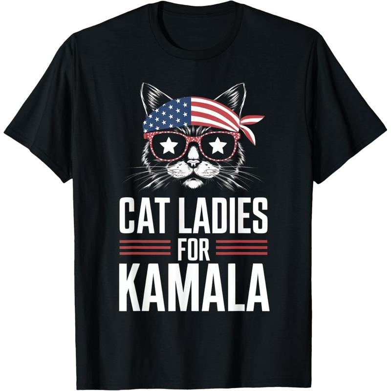 Cat Ladies for Kamala Funny Cat 2024 President Kamala-Harris T-Shirt made in usa Hoodie Sweatshirt | PrintMintTees.com