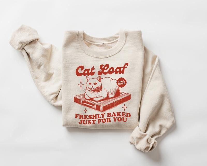 Cat Loaf Sweatshirt, Retro 90s Graphic Sweatshirt, Vintage Animal Gag Shirt, Funny Cat Apparel, Cat Clothes, Cat Lovers...