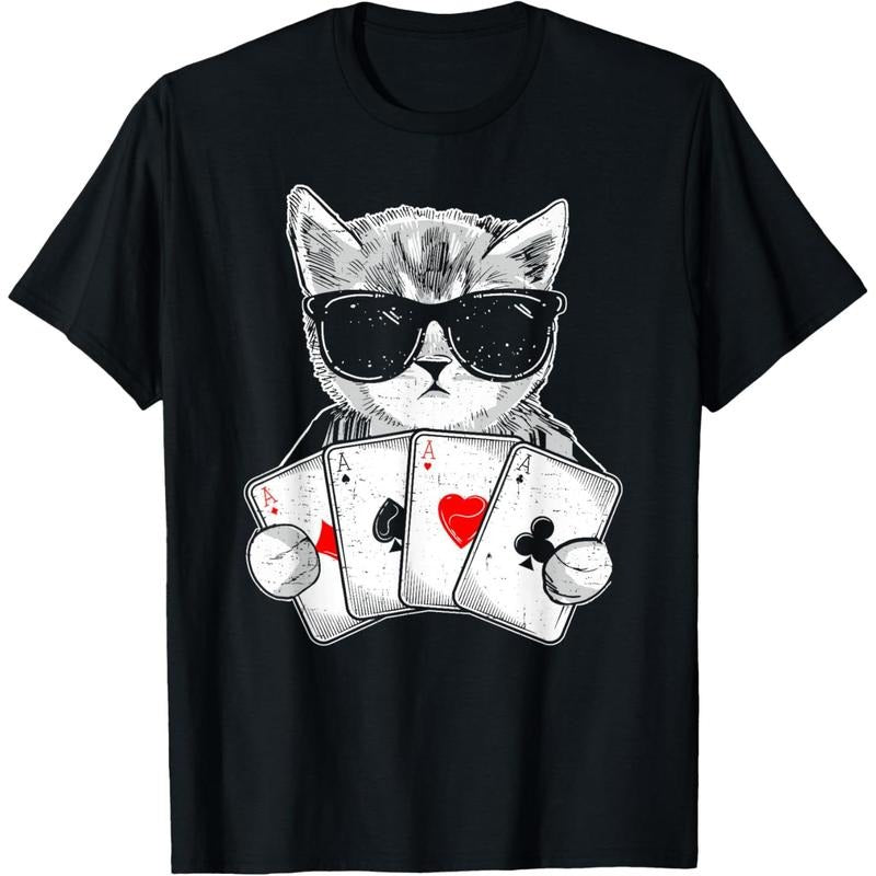 Cat Play Poker Gambling Casino Dealer Poker Player Gambler T-Shirt made in usa Hoodie Sweatshirt | PrintMintTees.com