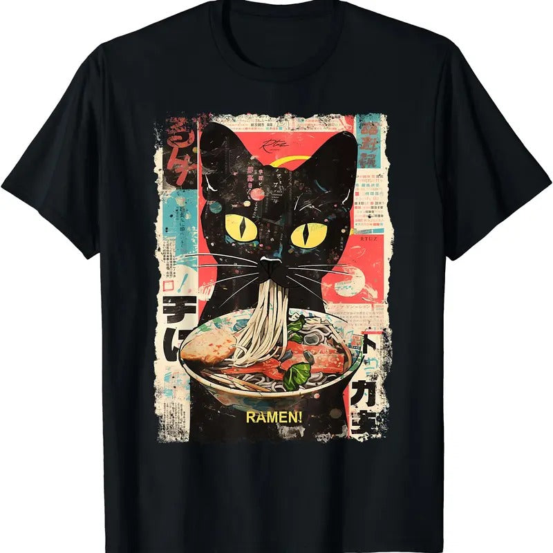 Cat Ramen Noodle Japanese Anime Manga Ramen Kawaii Cat TShirt Hoodie Sweatshirt | PrintMintTees.com