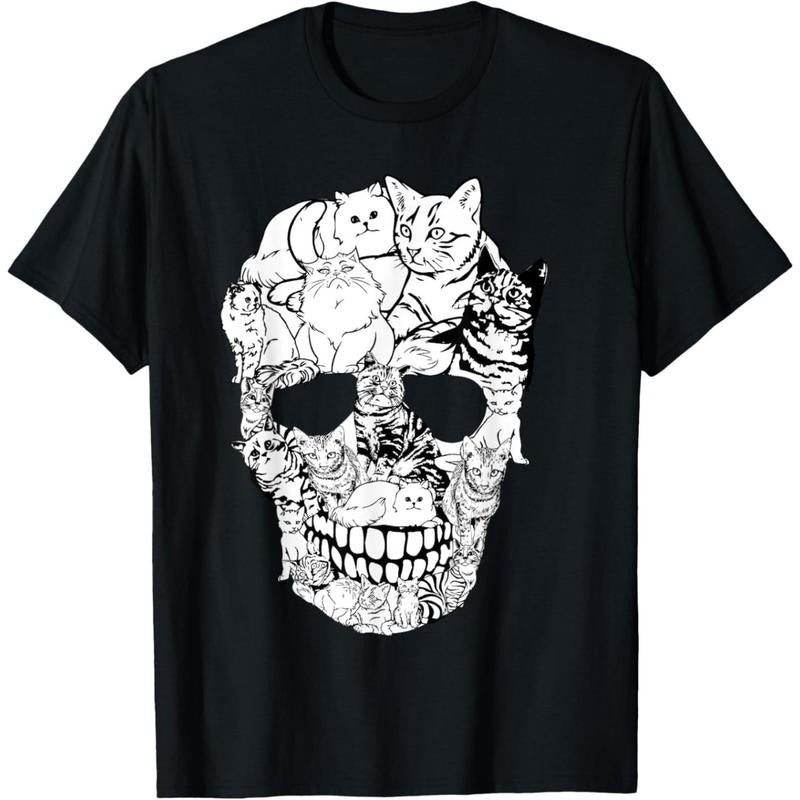 Cat Skull Shirt - Kitty Skeleton Halloween Costume Skull Cat T-Shirt  made in usa Hoodie Sweatshirt | PrintMintTees.com