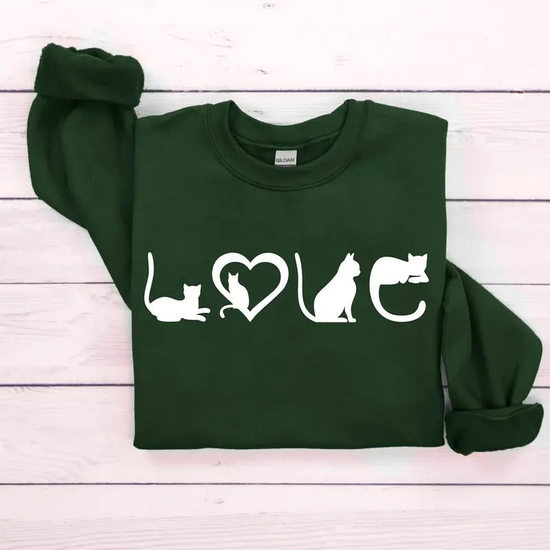 Cat Sweatshirt, Cat Love Shirt, Black Cat Mom Shirt, Gift For Cat Lover, Christmas Gift For Cat Lover, Unisex Sweatshirt,...