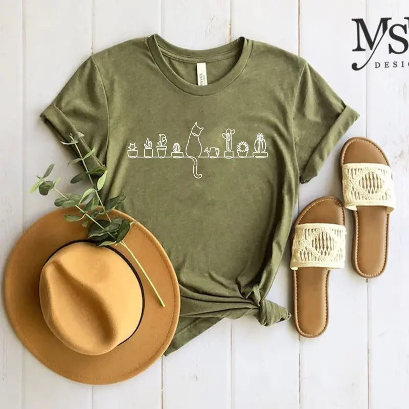Cats And Plants Shirt Plant Lady Plant Lover Gardener Shirt Shirts For Cat Lover Succulent Plants Shirt Plant Lover Gift...
