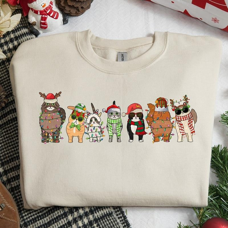 Cats Christmas Crewneck Sweatshirt, Hoodie, T-shirt | PrintMintTees.com