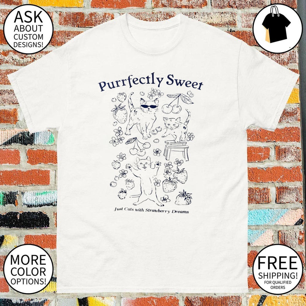 Cats berries kittens cherries flowers Purrfectly Sweet Just Cats with Strawberry shirt
