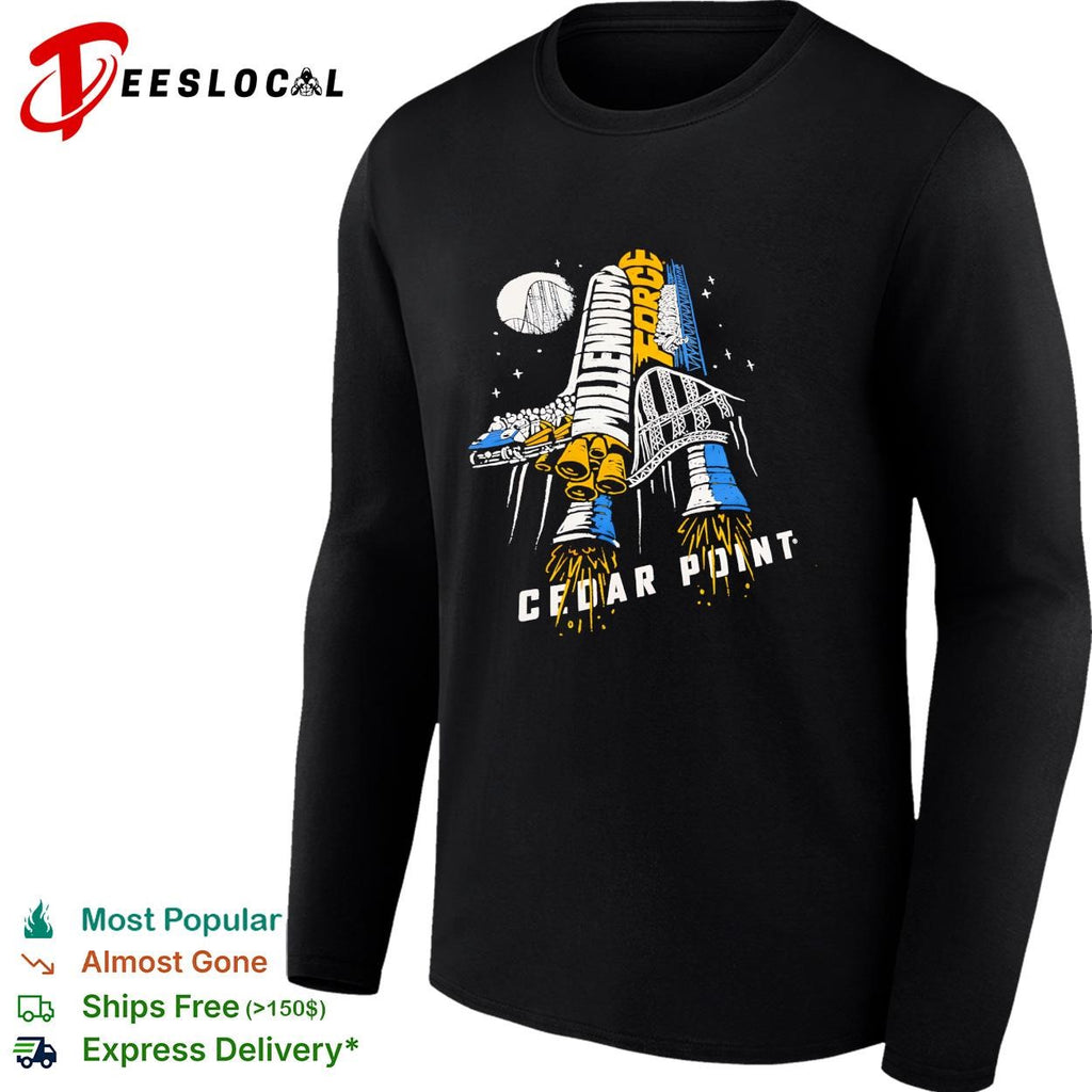 Cedar Point Millennium Force rocket ship roller coaster shirt