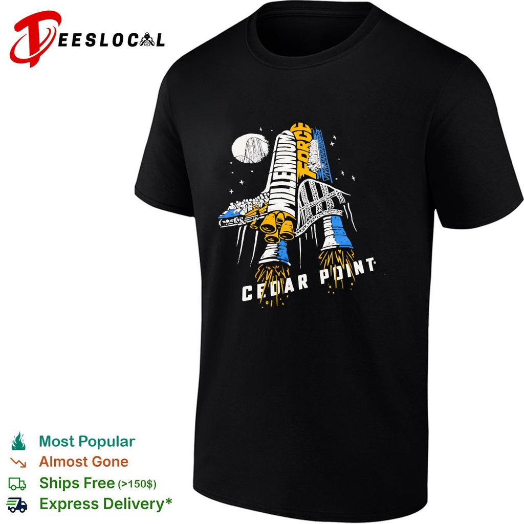 Cedar Point Millennium Force rocket ship roller coaster shirt