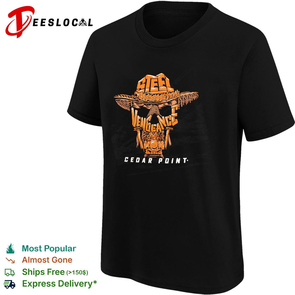 Cedar Point Steel Vengeance cowboy hat roller coaster shirt