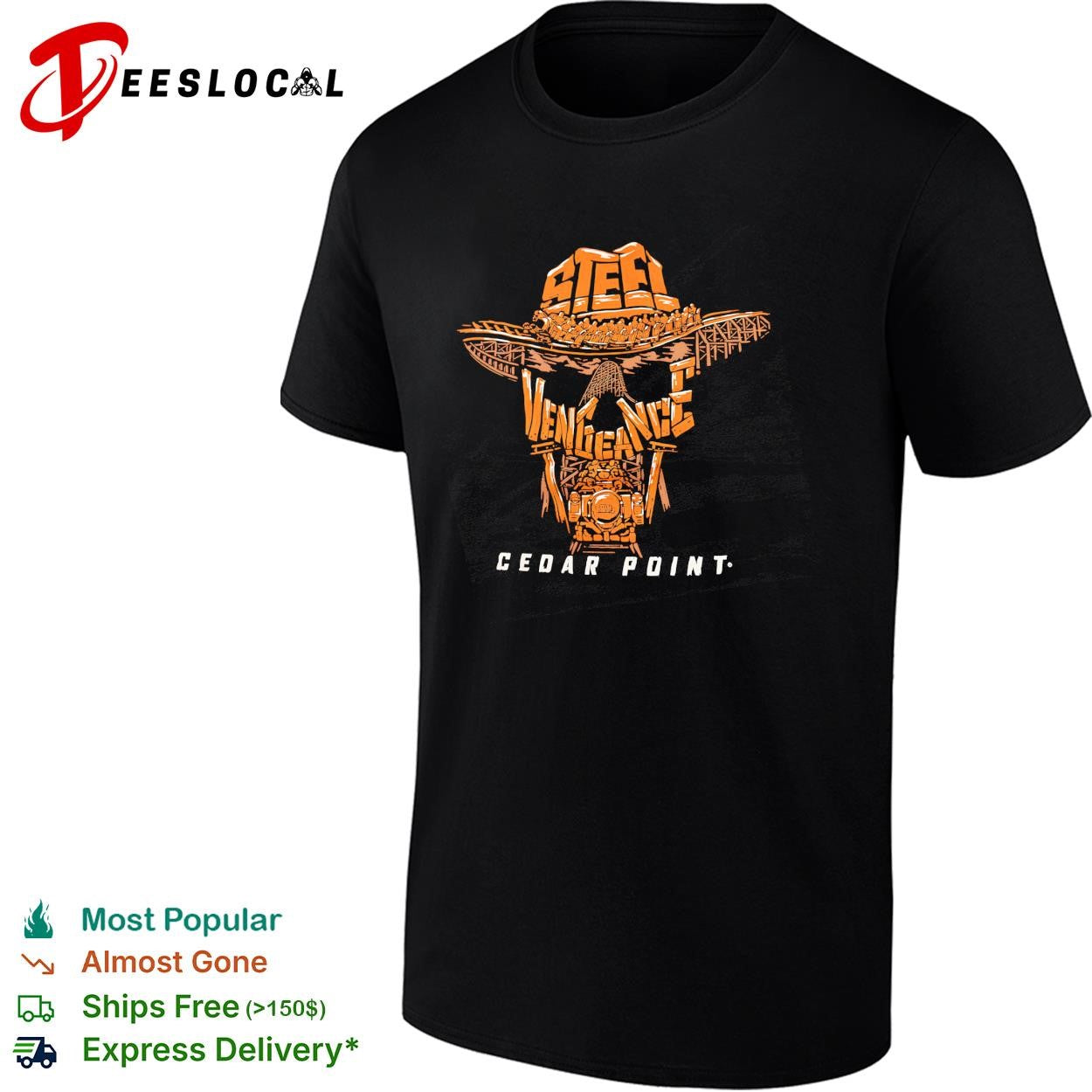 Cedar Point Steel Vengeance cowboy hat roller coaster shirt