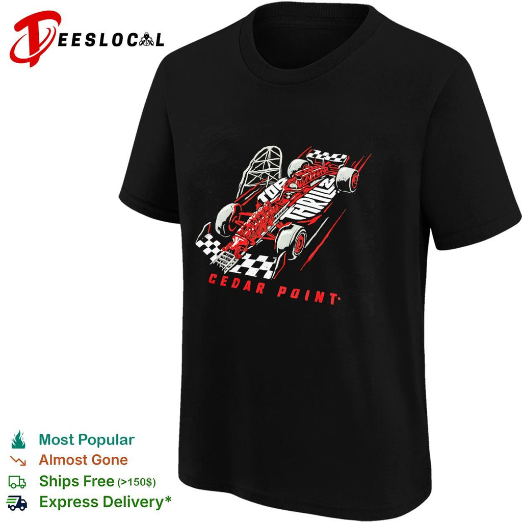 Cedar Point Top Thrill 2 race car roller coaster shirt