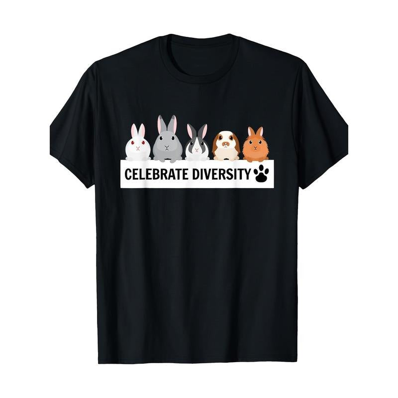 Celebrate Diversity Cute Pet Rabbit Shirt Rabbit Lover T-shirt 100% Cotton 220g made in usa Hoodie Sweatshirt