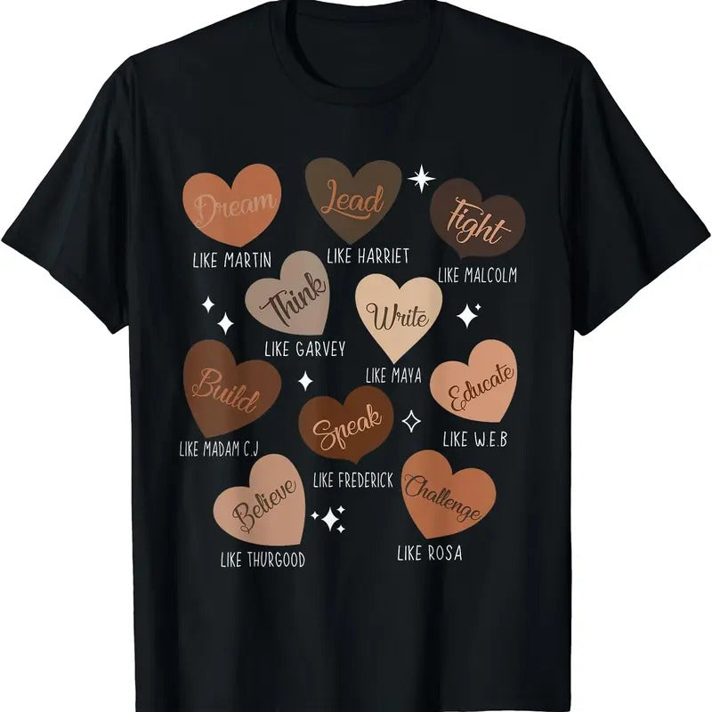 Celebrating Black History Educated Leader Hearts Cotton Shirt Hoodie Sweatshirt