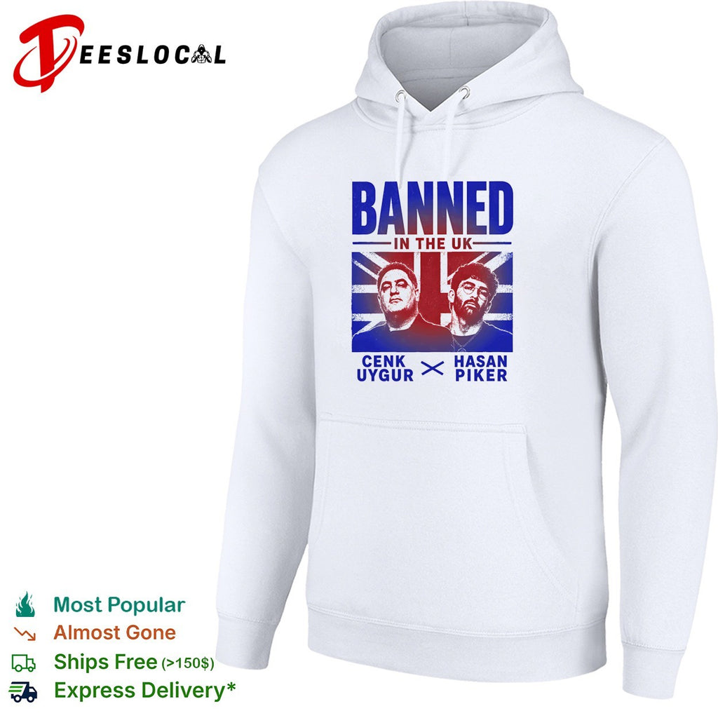 Cenk Uygur Hasan Piker banned in the UK portraits flag shirt