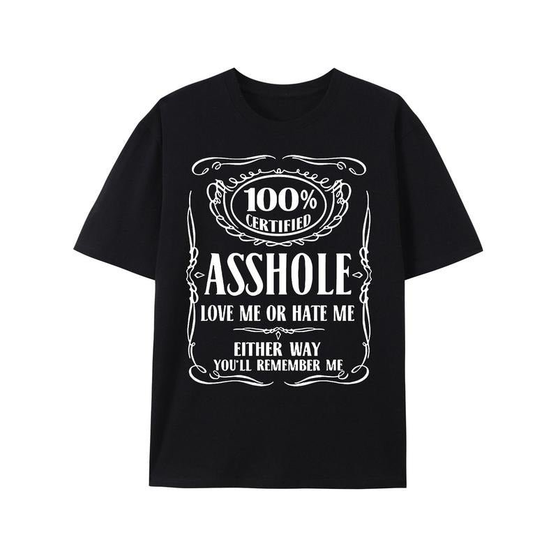 Certified Asshole Text Vintage Washed Graphic Short Sleeve T-Shirt Made in USA Hoodie Sweatshirt | PrintMintTees.com