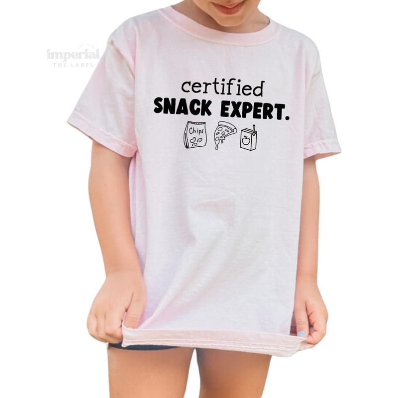 Certified Snack Expert Youth Sweatshirt and Kids Comfort Colors T-Shirt, Funny Food Lover Crewneck, Cozy Kid's Pullover,...