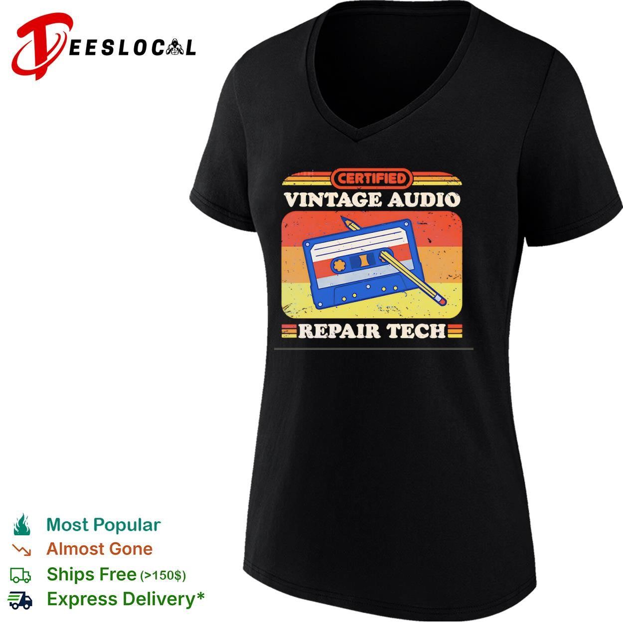 Certified vintage audio repair tech shirt