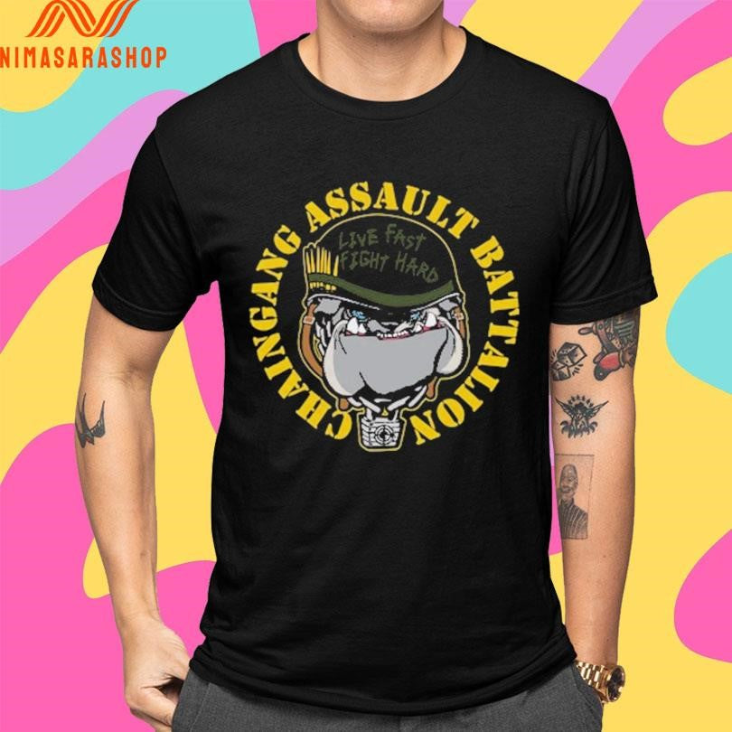 Chain Gang Assault Battalion Live Fast Fight Hard Mitchell And Ness Black John Cena Bulldog Cross Hair Shirts