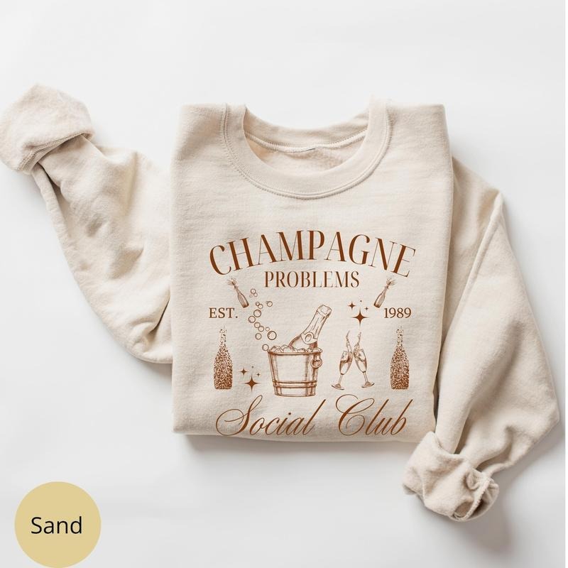 Champagne Problems Sweatshirt, Champagne Social Club Sweatshirt, Old Money Sweater for Champagne Lovers, Gift for Best...
