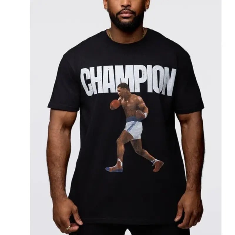 Champion Mike Tyson Graphic Tee Tops Underwear Crewneck Menswear T Shirt Hoodie, Sweatshirt | PrintMintTees.com