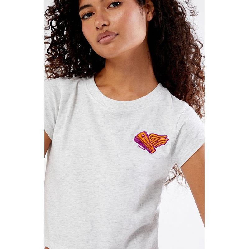 Champion Women's Heather Grey Classic Jersey Y2K T-Shirt Hoodie, Sweatshirt | PrintMintTees.com