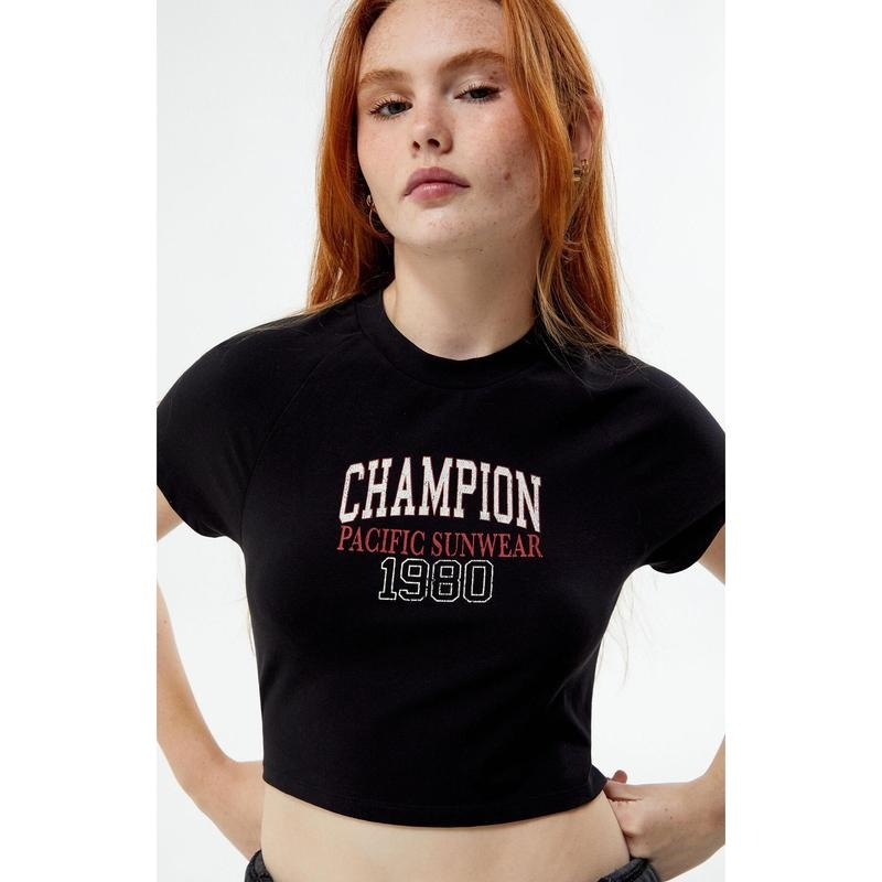 Champion Women's x PAC 1980 Pacific Sunwear Raglan T-Shirt Hoodie Sweatshirt | PrintMintTees.com
