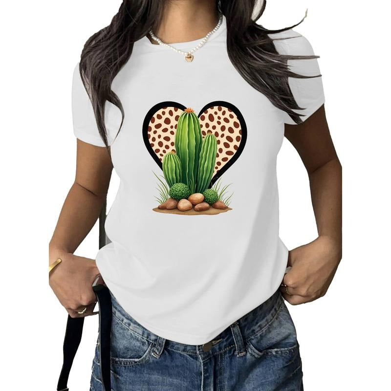 Channel Boho - Chic Vibes! This women's T - shirt showcases a unique cactus graphic with a retro