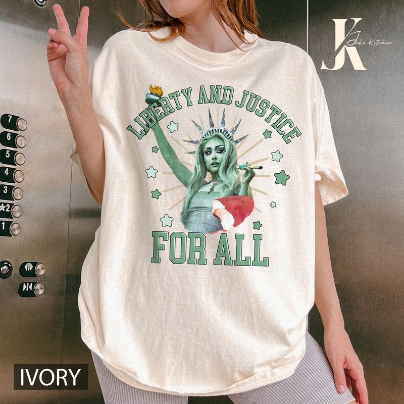Chappell Justice For All T-Shirt,Chappell Roan Lady Liberty T Shirt ,Chappell Roan Shirt, Chappell Roan Merch, The Rise...
