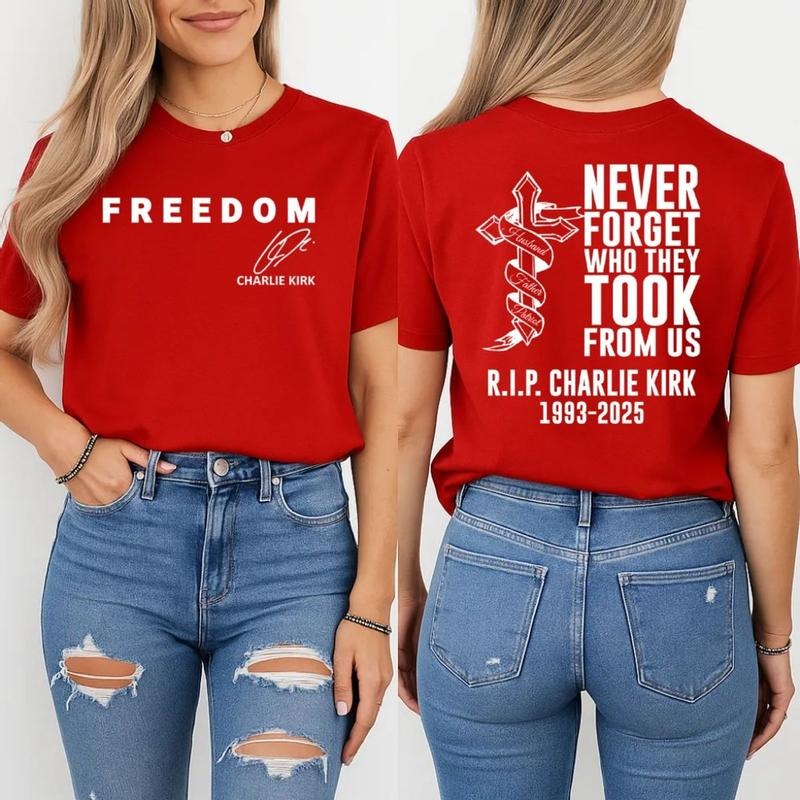 Charliee Freedom We Wear Red Oct 14th Two Sides Tshirt Sweatshirt Hoodie, America First Shirt, Conservative Tee, Unisex...