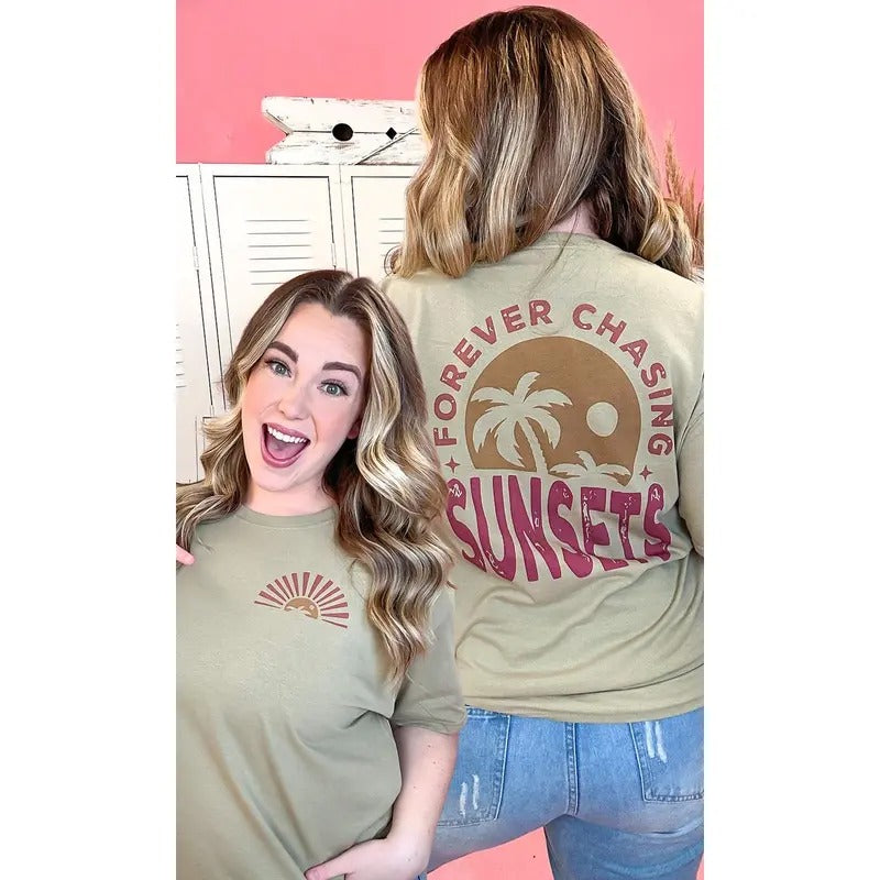 Chasing Sunsets Graphic Shirt Hoodie Sweatshirt | PrintMintTees.com