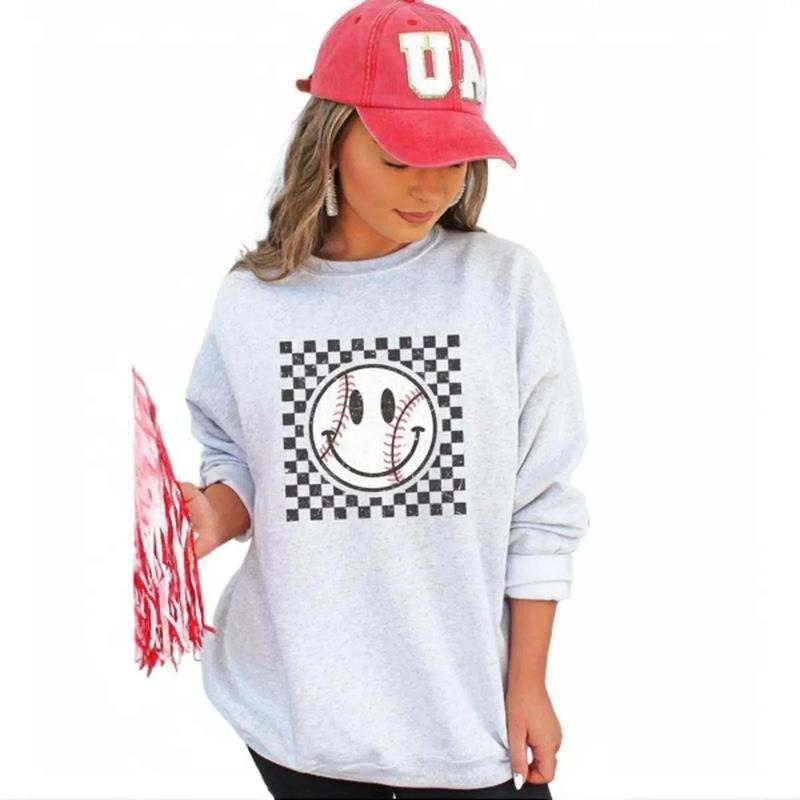 Check It Out Baseball Happy Face Unisex NuBlend Crew Sweatshirt Shirt Hoodie | PrintMintTees.com