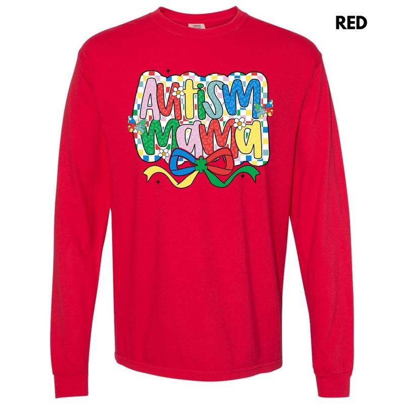 Checker Autism Mama Long Sleeve Comfort Colors T-Shirt 'NLB' Hoodie Sweatshirt | PrintMintTees.com