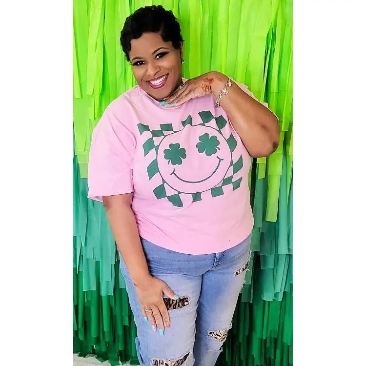 Checker Board Clover Smiley T-Shirt Hoodie Sweatshirt | PrintMintTees.com