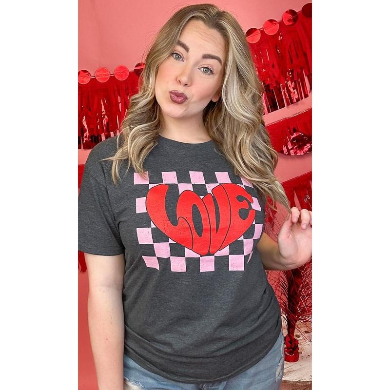 Checkerboard Love Graphic T-Shirt Hoodie Sweatshirt | PrintMintTees.com