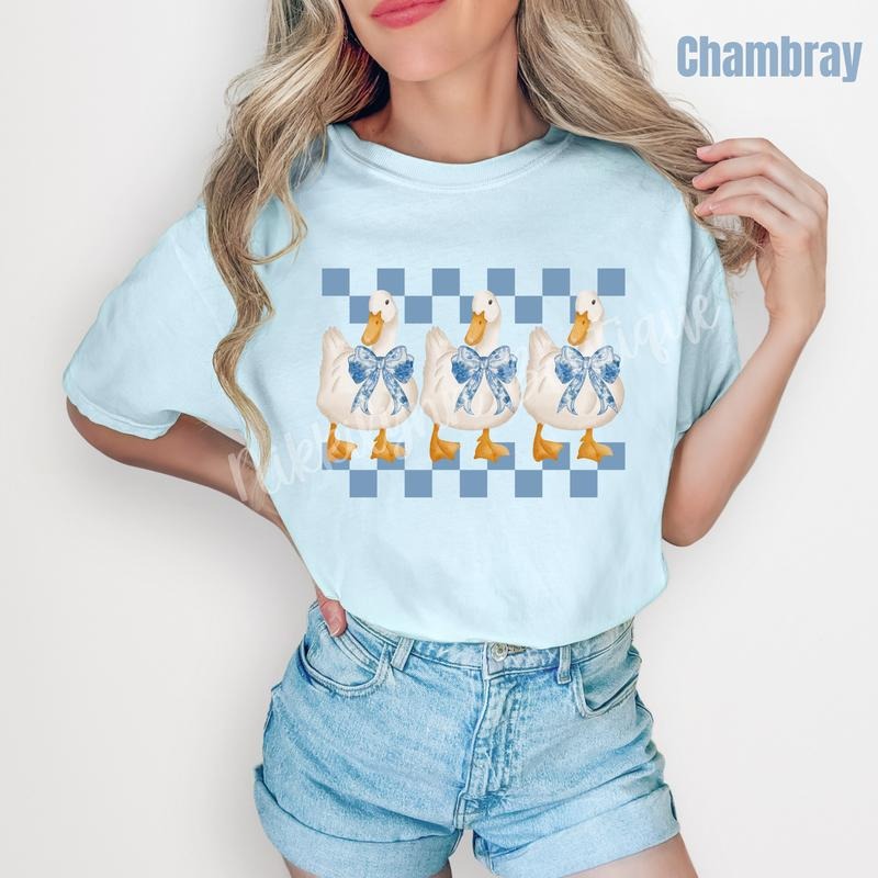 Checkered Coquette Goose Comfort Colors T-Shirt 'NLB' Hoodie Sweatshirt | PrintMintTees.com