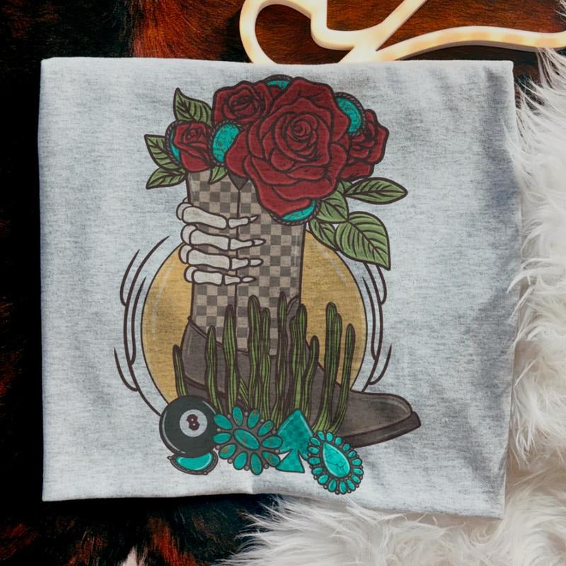 Checkered Desert Boot Bouquet Shirt Vintage Western Cowgirl Outfits Western Stuff Tops Country Concert Outfits Western Clothes Shirt Hoodie Sweatshirt