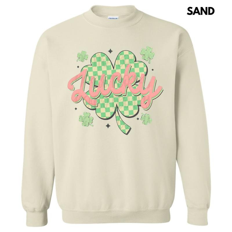 Checkered Lucky Shamrock Sweatshirt T-Shirts, Hoodie | PrintMintTees.com