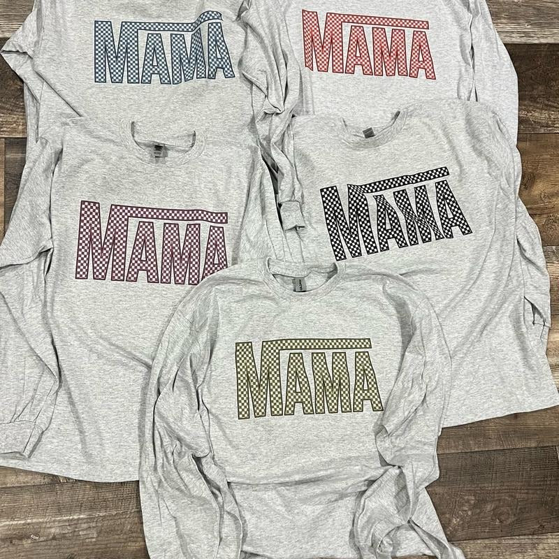 Checkered Mama Grey unisex fit Comfort Cotton Top Womenswear graphic tees cute shirts Hoodie, Sweatshirt | PrintMintTees.com